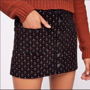 Free Peple corduroy button up mini skirt.